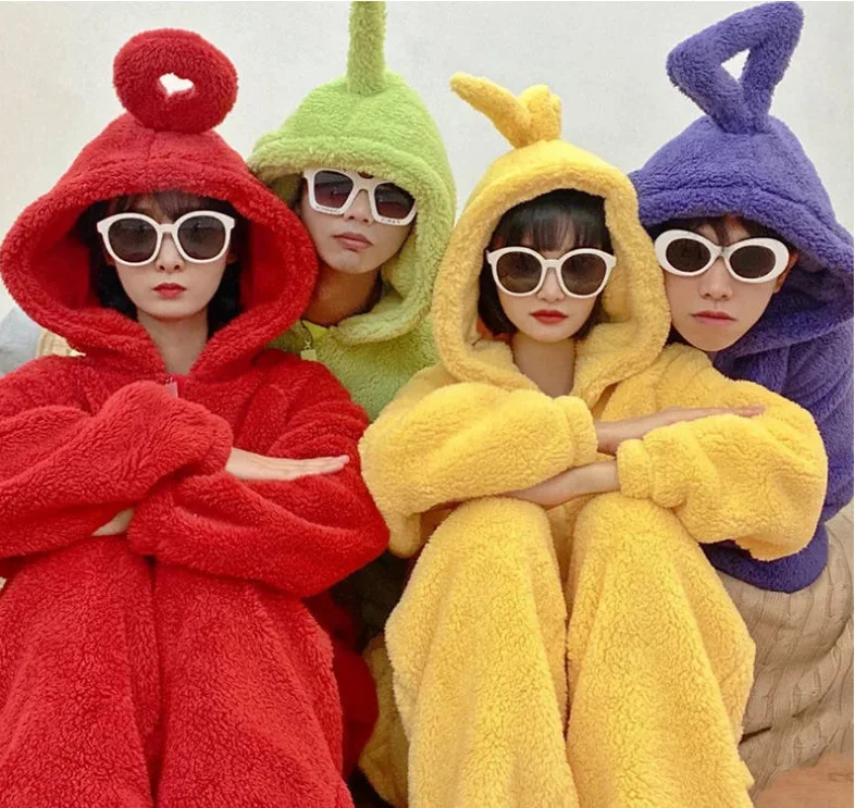 Teletubbies Costumes Soft Long Sleeves Piece Pajamas Costume Lala Home Clothes Cosplay Adult Unisex HomeWear