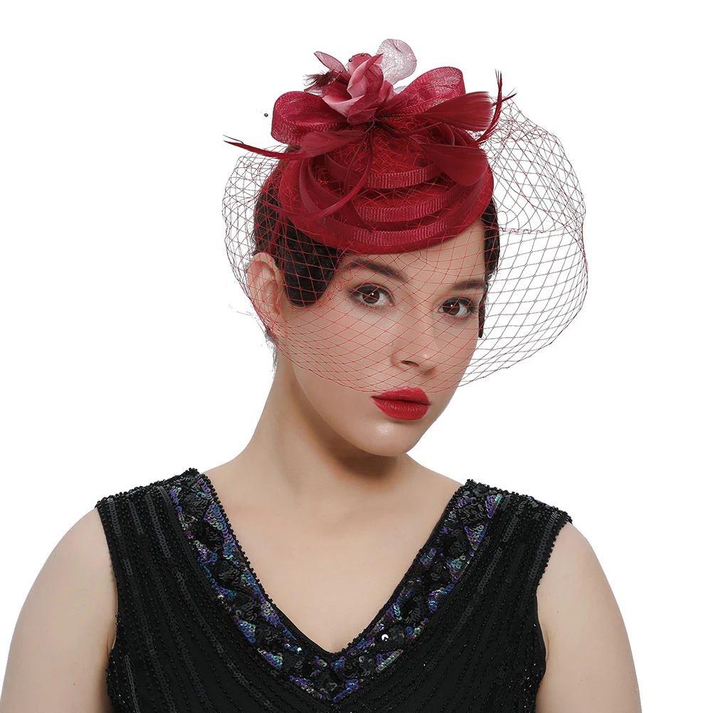 

Fascinator Hair Accessories Wedding Bride Headb Purple Bridal Headdress Tea Party Hat Women Fascinators Removable Clip