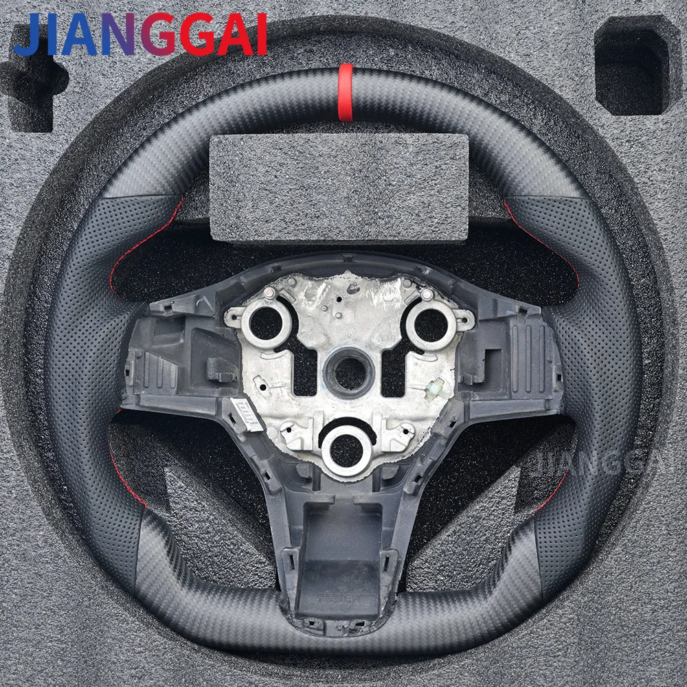 Carbon Fiber Leather Steering Wheel Suitable For Tesla Model 3 Y S 2016 2017 2018 2019 2020 2021 2022