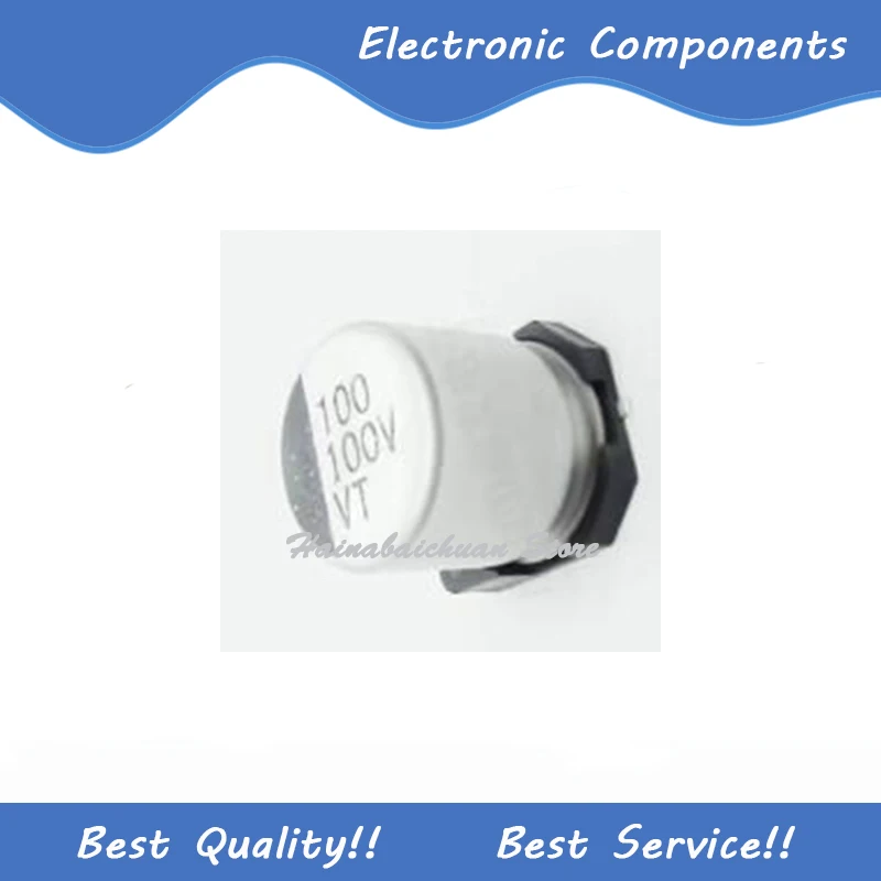 10 Pcs/Lot 100V100UF 12*13 100UF/100V SMD Aluminum Electrolytic Capacitors New and Original In Stock