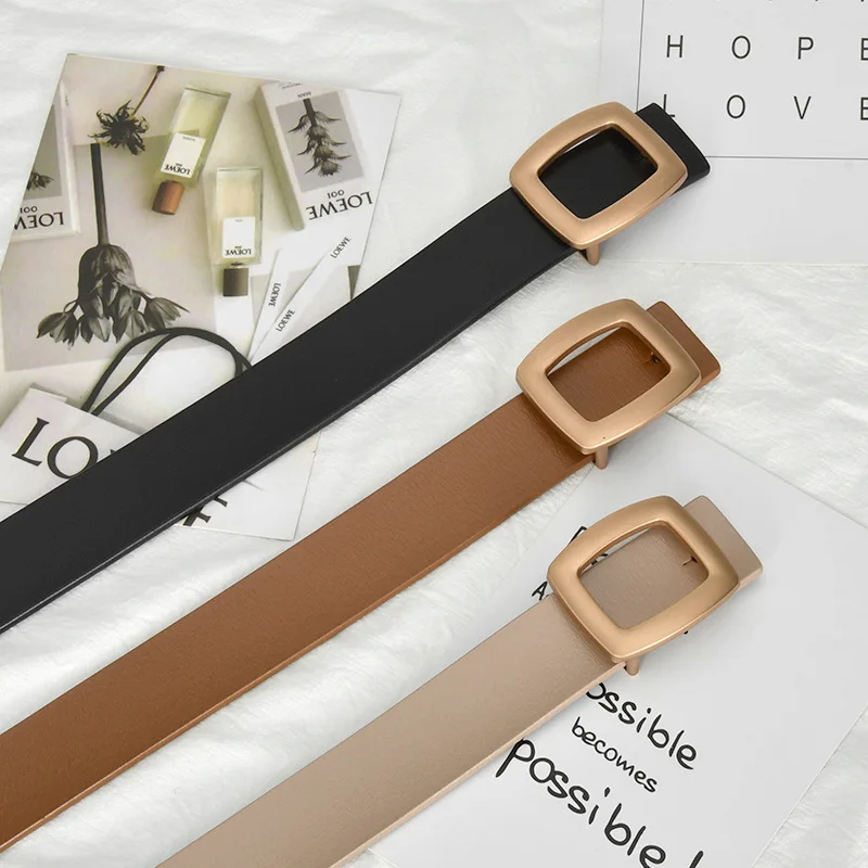 Женский кожаный ремень в стиле ретро, универсальный джинсовый ремень, плащ, брюки и платье, простой и модный ремень из натуральной кожи.