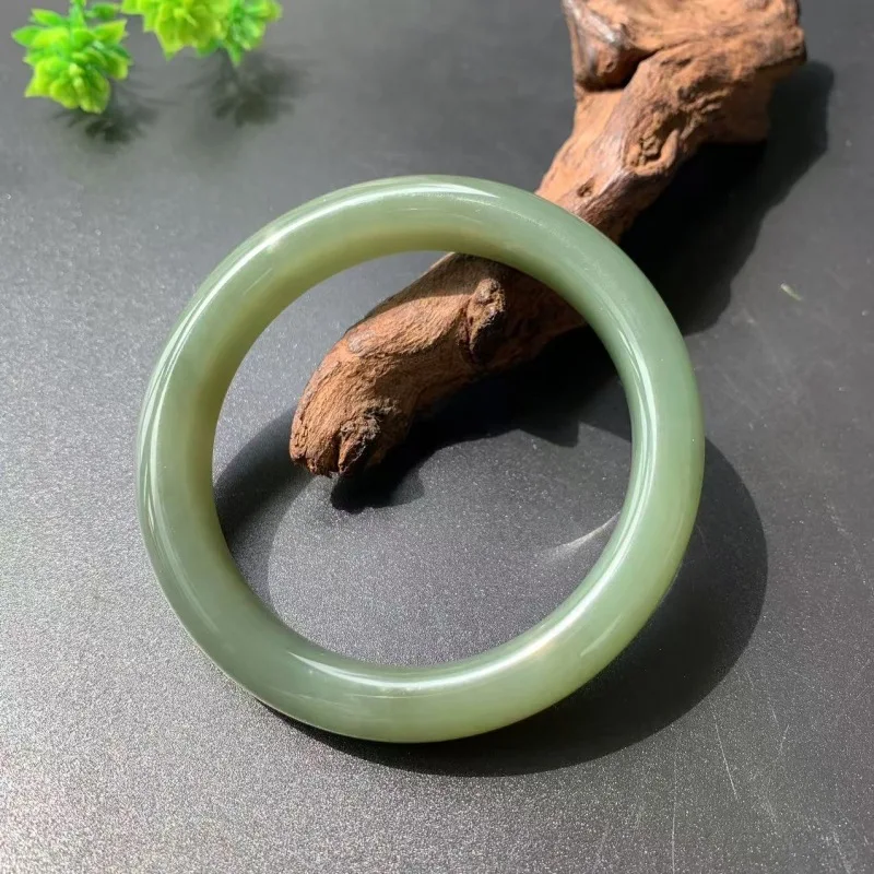 Natural Hetian Jade, Distinctive Qinghai , Old Mine Material,-Bottom Lake Green Bracelet 54-60Mm