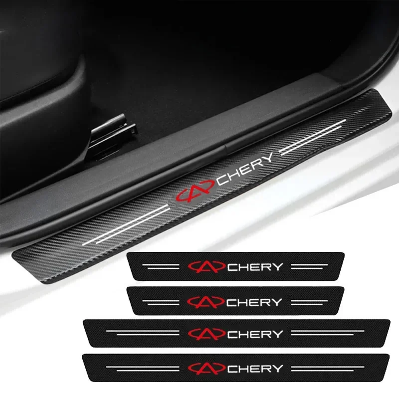 

4PCS Car Carbon Fiber Car Door Sill Protector Car Accessories for Chery Tiggo 7 4 2 8 3 Pro 5x 5 T11 E3 IQ Arrizo Fulwin Amulet