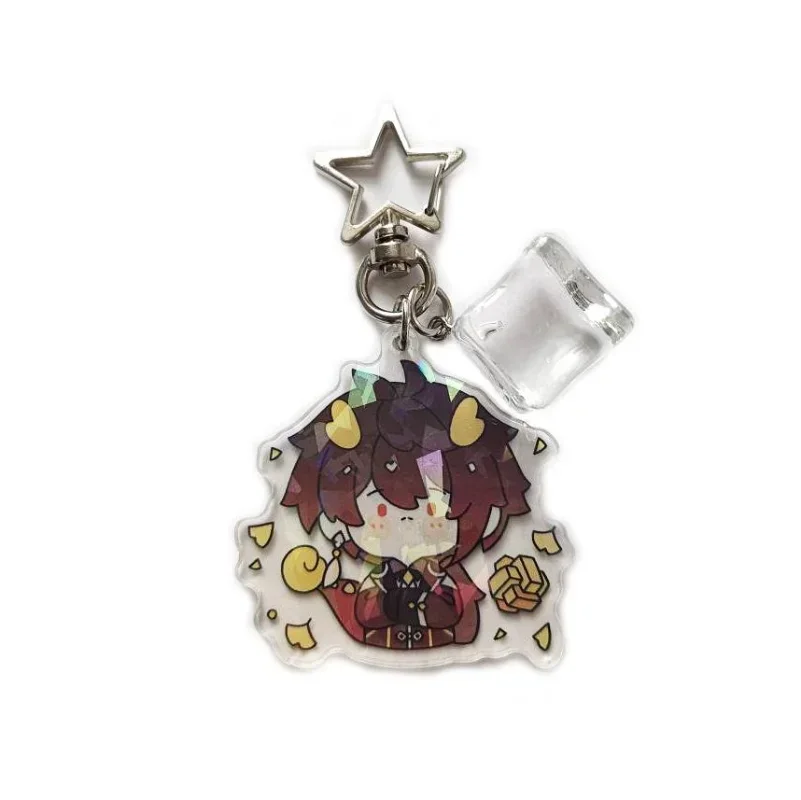 Anime YUANSHEN Creative Laser Acrylic Keychain Cartoon Figure Xiao Venti Alhaitham Key Rings Cospaly Bag Pendant Jewelry Gift