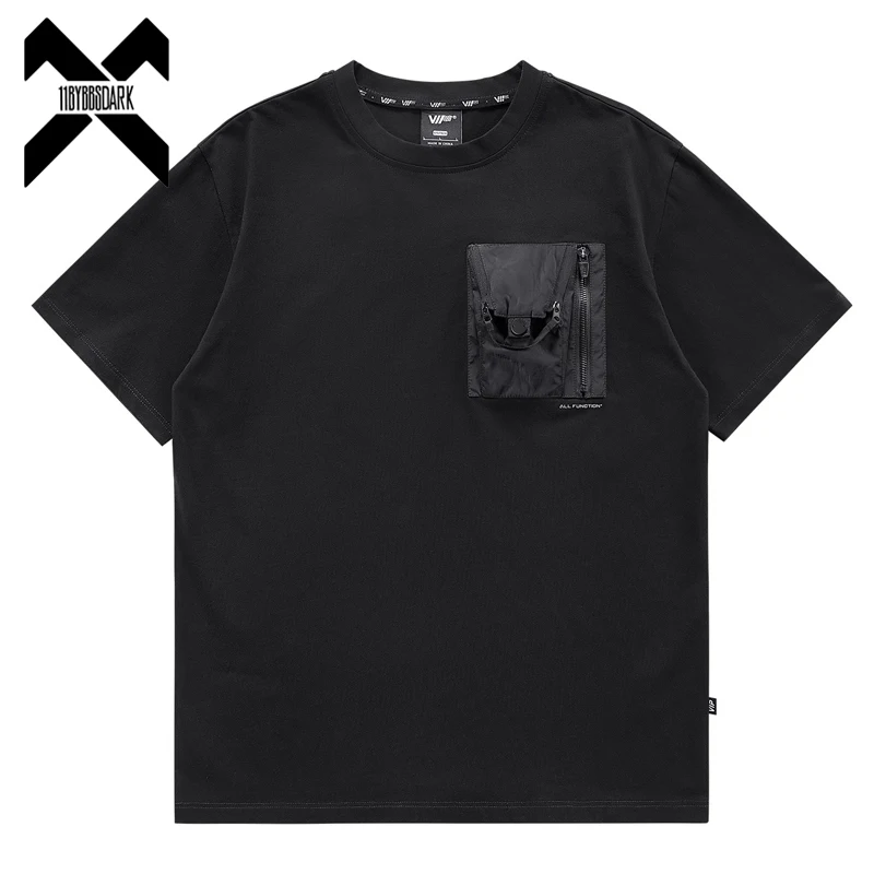 Men's Functional Techwear T-Shirt Loose Fit Short Sleeve Tshirt Patchwork Pocket Summer Streetwear 2025 Couple's Top Tees