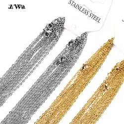 AWit Stainless Steel Chains Necklace Woman 10pcs/lot Bulk Wholesale DIY Rolo 2mm Chain No Fade Choker For Jewelry Making