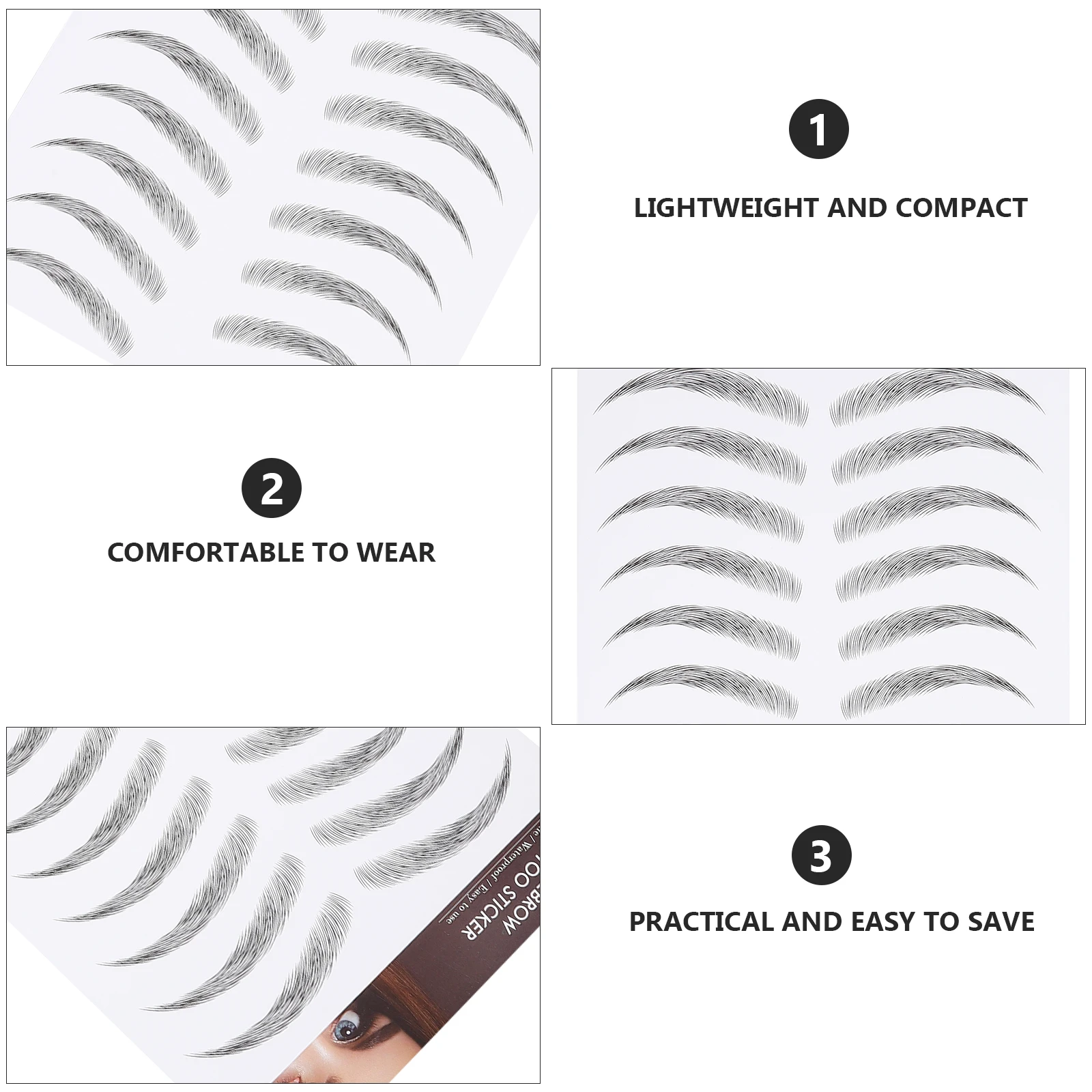 

12pcs Waterproof Eyebrow Stickers Artificial Eyebrows Shaper Self Adhesive Long Lasting Easy Use Temporary Eyebrow Tool Suitable