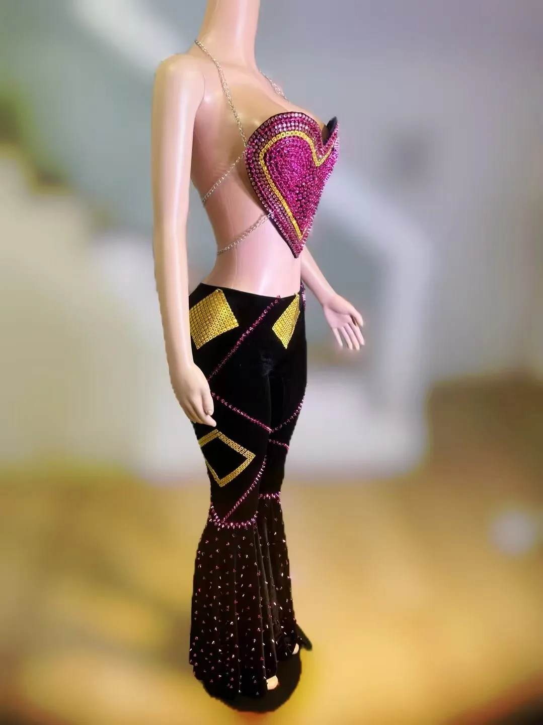 2025 جديد عصري موضة مثير المرأة بلوزات وBellbottom 2 قطعة مجموعة ملهى عيد ميلاد احتفال حفلة ملابس الفتيات الساخنة A804