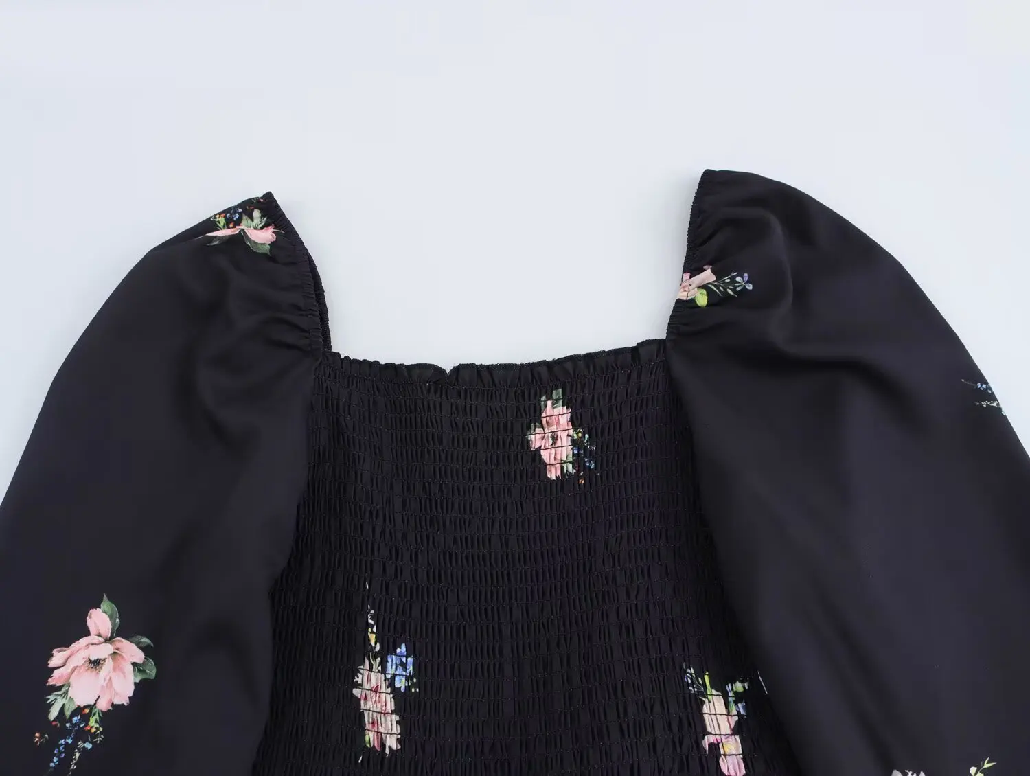 Robe Mi-Longue à Col à Revers et Taille artificiel astique pour Femme Vêtement Noir à Imprimé Floral Rétro, Collection Printemps et Été 2025