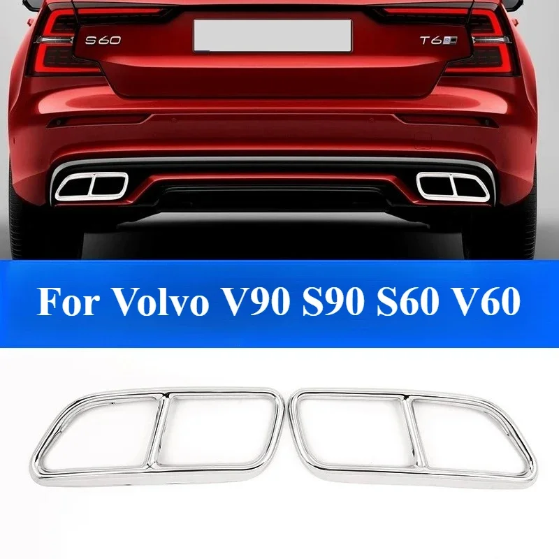 Tail Throat Pipe Modified Cover Trim For V90 S90 S60 V60 Car Exhaust Tail Pipes Frame Car accessories
