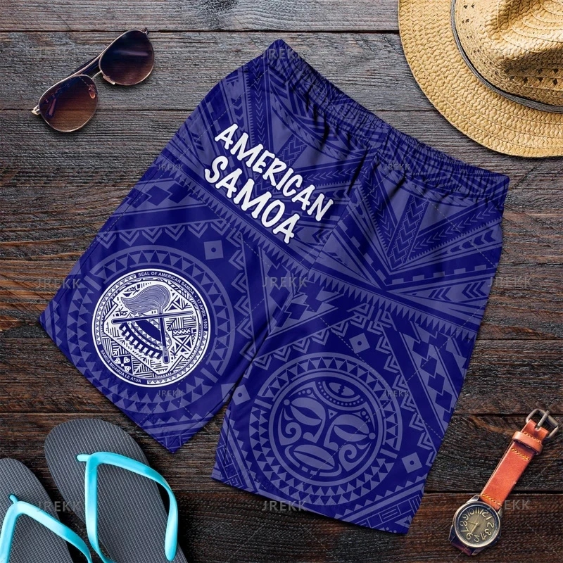 New Vintage 3D Samoa Emblem Printed Beach Shorts Fashion Streetwear Board Shorts Unisex Cool Swimming Shorts Men Swimming Trunks