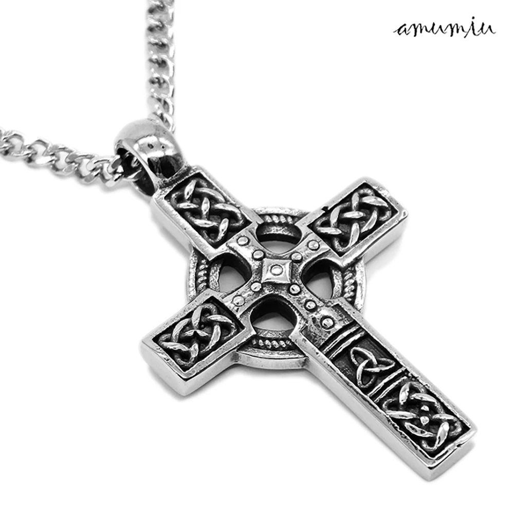 

AMUMIU Cross Pendant Necklace Chain Stainless Steel Christian Bible Prayer For Men Charming Gifts Punk Jewelry HZP348