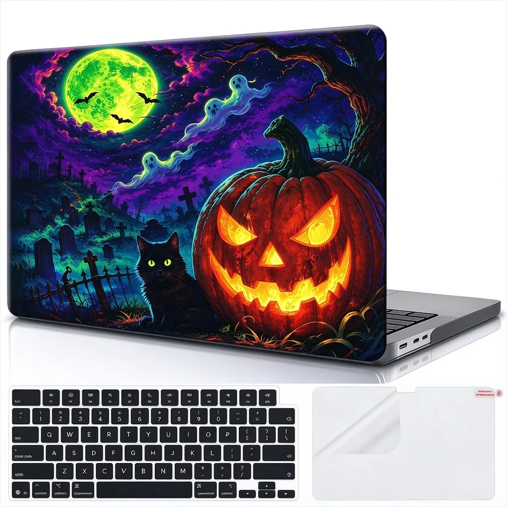 Retro Scary Halloween for MacBook Air 13 inch Case M5 M4 M3 M2 Pro 14/16 Neo case Novelty Premium Pattern Hardshell Laptop Case