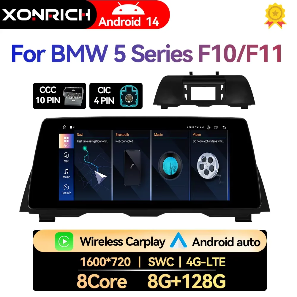 10.33 Inch 8Core Wireless Carplay For BMW 5 Series F10 F11 Car Video Players Multimedia Android Navi Screen CIC NBT IPS 4G Wifi