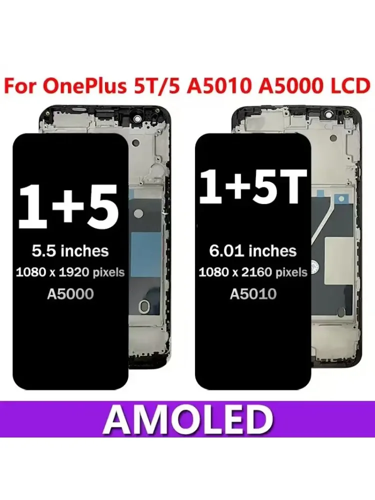 100% Nowy ekran dla OnePlus 5 A5000 LCD 1+5 Wyświetlacz Ekran dotykowy Digitizer Dla One Plus 5T A5010 LCD 1+5T Ramka wyświetlacza — zdjęcie produktu 7