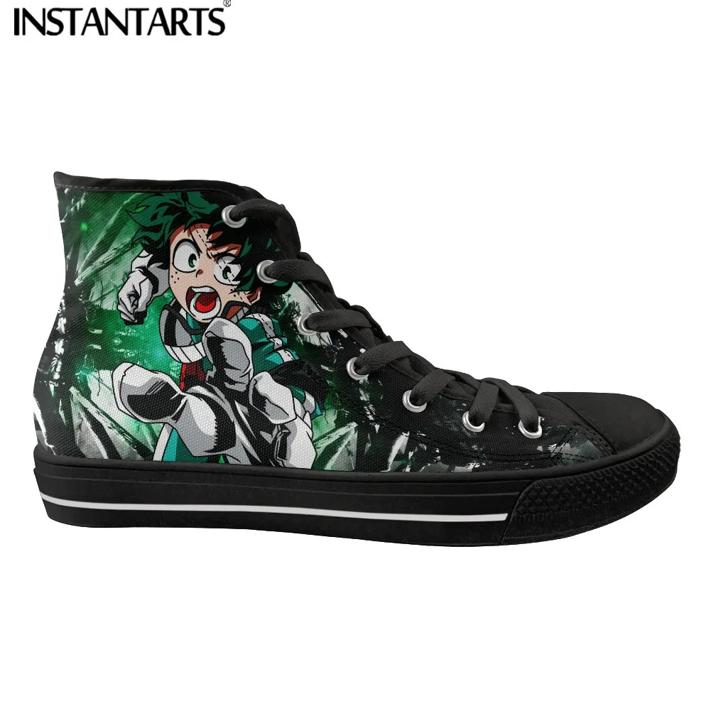 INSTANTARTS My Hero Academia Printing Vulcanized Shoes Men Canvas High Top Flats Shoes Anime みどりや　いずく Students Boys Casual Shoes