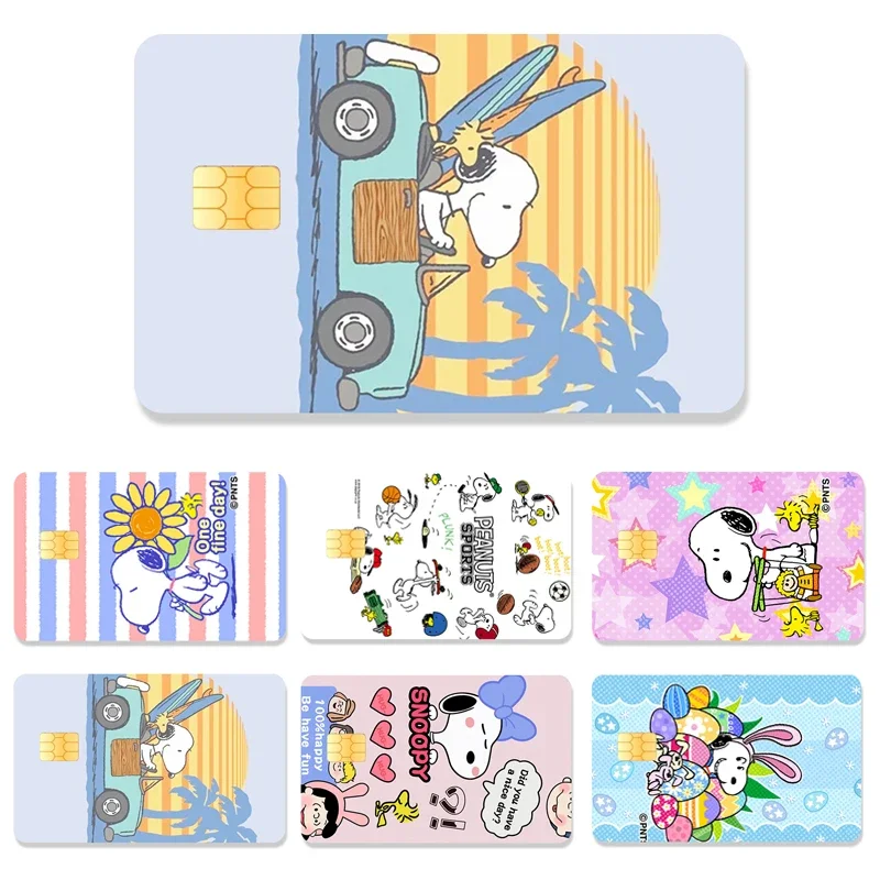 Kawaii Snoopy and His Friends Pvc Sticker Snoopy Waterproof Anime Film Tape Skin for Credit Card Debit Card Sticker Decal Gifts