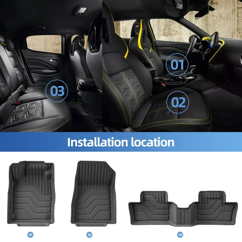 Fußmatten für Nissan Juke Fuel 2020-2024, Kofferraummatte, TPE 3D Fußmatte, Allwetter, Schwarz – Detail 3