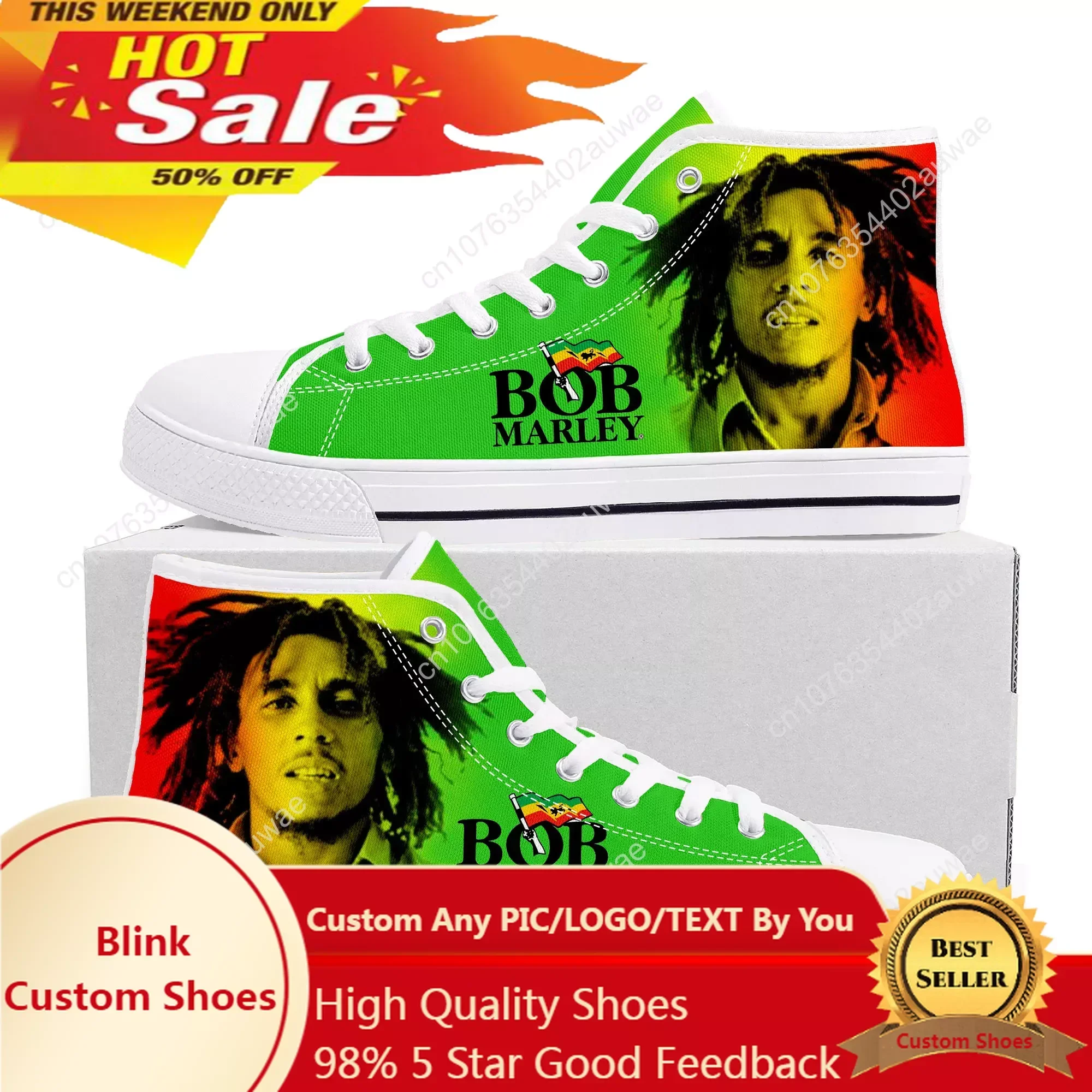 

Legend Bob Marley Reggae Rasta High Top High Quality Sneakers Men Women Teenager Canvas Sneaker Casual Couple Shoes Custom Shoes