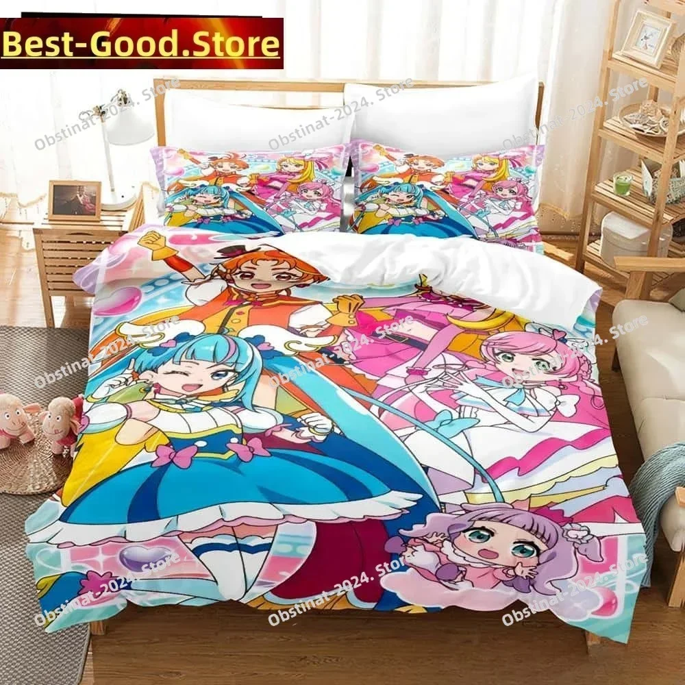 3D Kawaii Anime Hirogaru Sky! Pretty Cure Printed Bed Set Duvet Cover Pillowcase Bedding Set Linen Sheet Quilt Cover Full Size