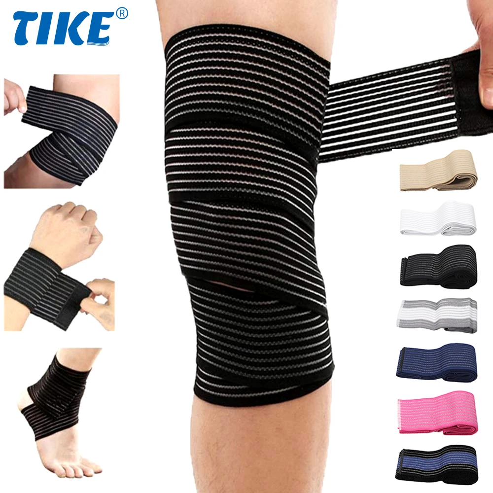 TIKE Elastic Breathable Wrap Ankle Support Brace Compression Knee Elbow Wrist Ankle Hand Support Wrap Gym Sports Bandage Strap