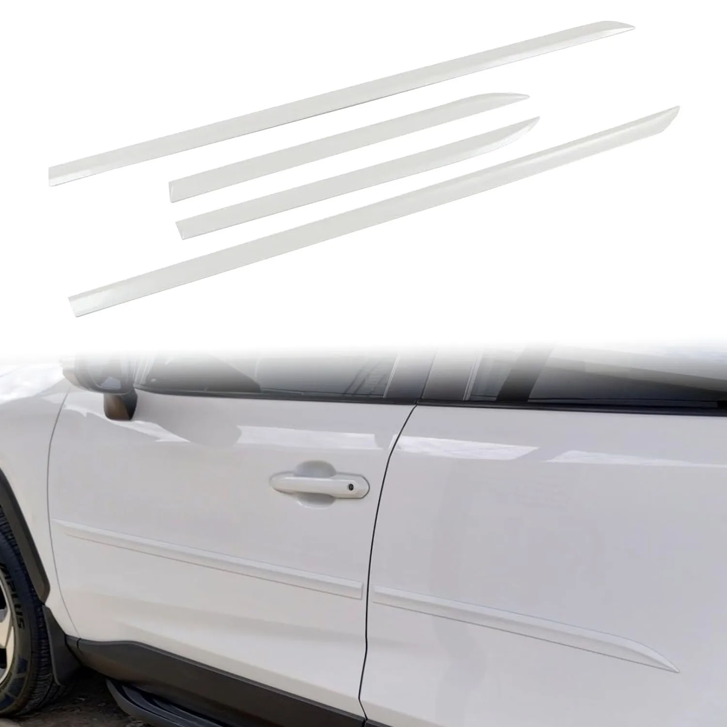For Toyota RAV4 2019-2025 Exterior Car Side Door Body Molding Bump Protector Edge Guards Molding Strip Cover Trim 4pcs