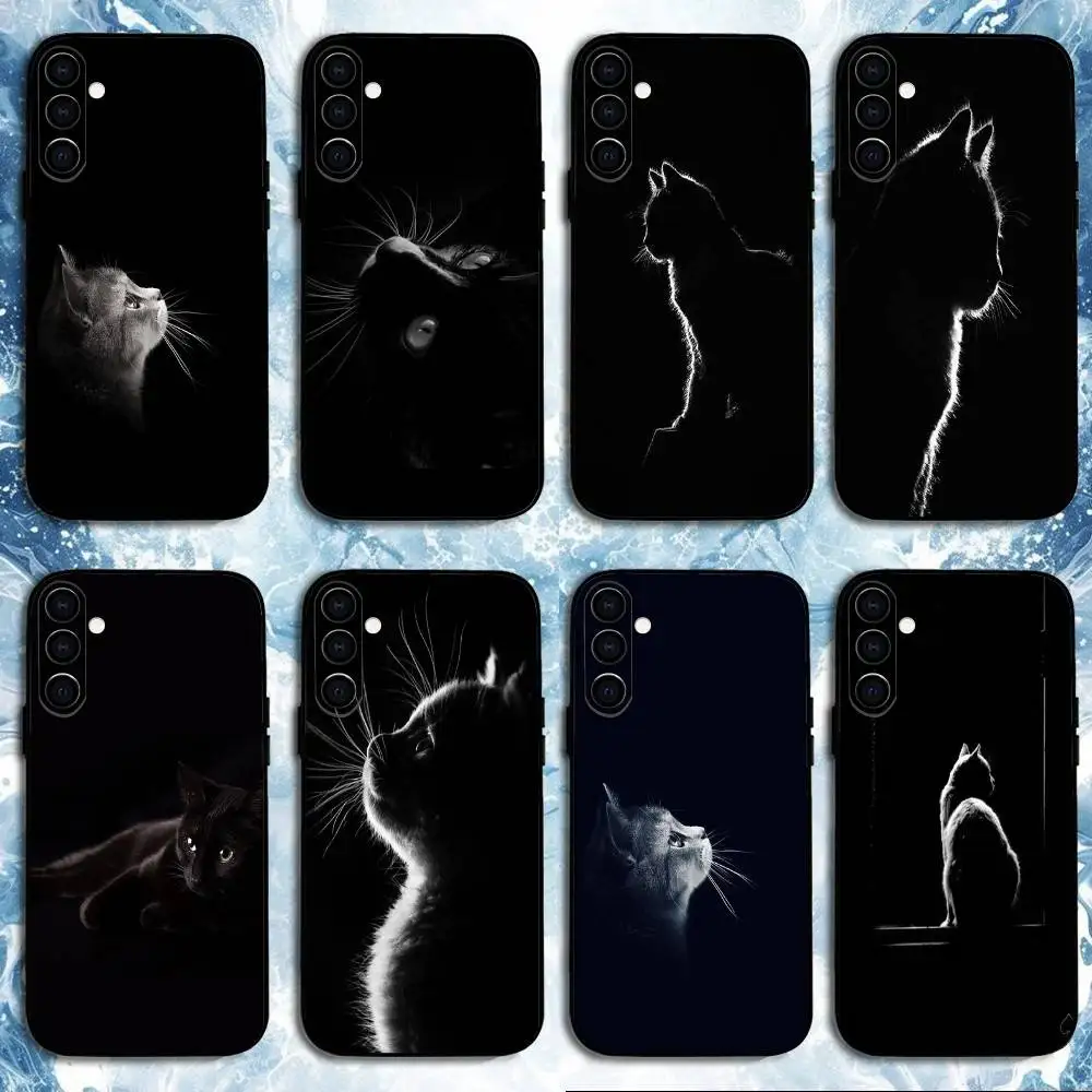 

Black Kitten Cat Phone Case For Samsung Galaxy A73,A72,A71,A70,A53,A52,A51,Others Soft Black Shell