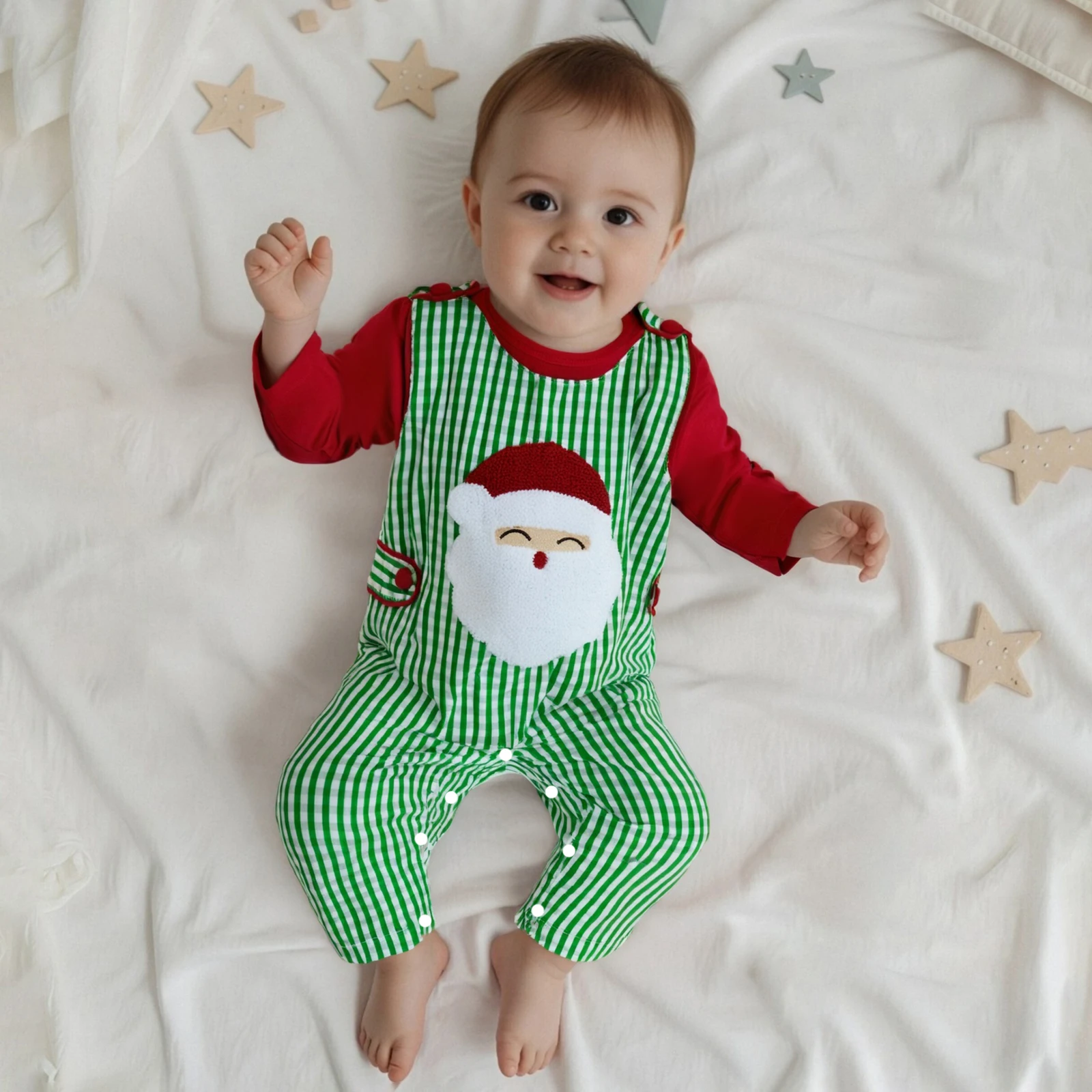 Baby Boy Christmas Clothes Plaid Print Long Sleeve Lapel Romper Gingerbread Man Embroidery Overall Pants 2Pcs Outfit