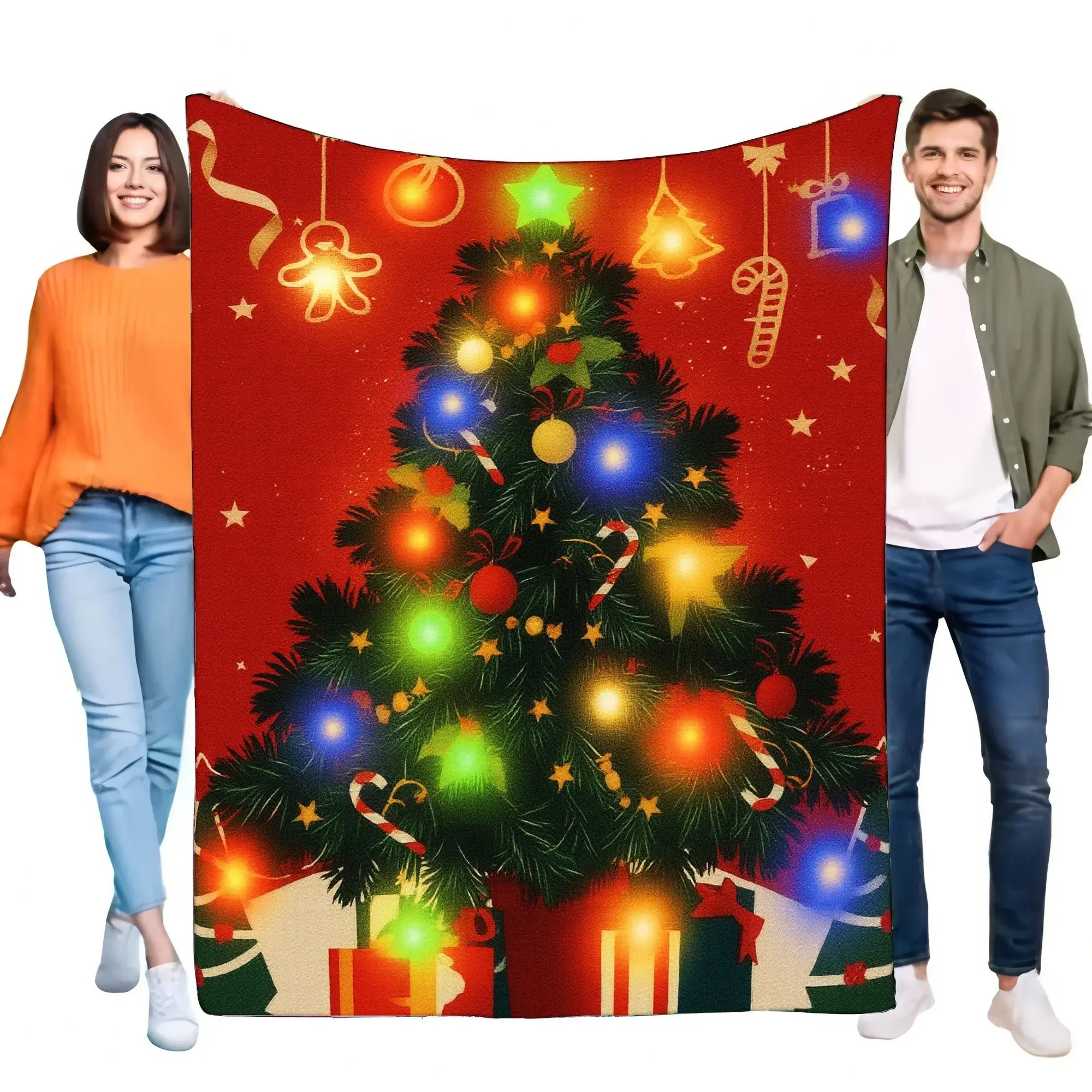 Cozy Christmas Tree Blanket Soft Warm Throw for Holiday Decor, Perfect Gift for Family and Friends, Lightweight and Festive, Ide