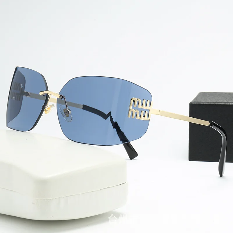 نظارات شمسية منحنية من قطعة واحدة، تصميم مربع بدون إطار، حماية من الأشعة فوق البنفسجية 400، نمط شارع راقي للسيدات