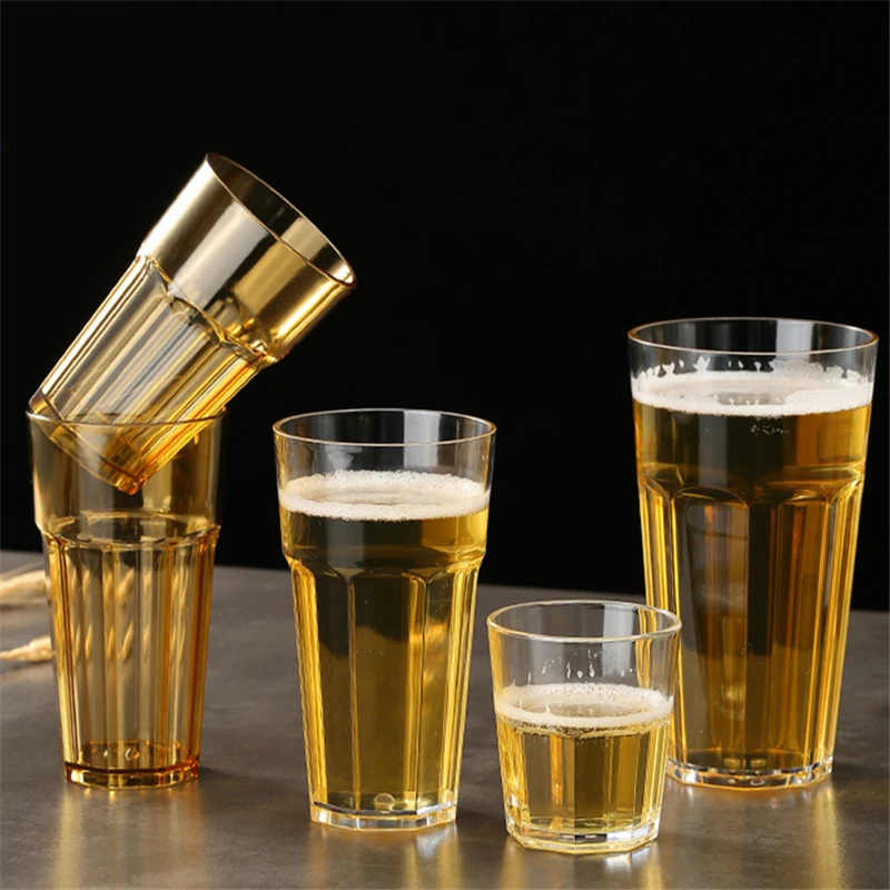 35/680ML Acrylic Plastic Beer Mug PC Anti-fall Water Cup Heat-resistant Wine Glass Transparent Octagonal Cups KTV Bar Drinkware