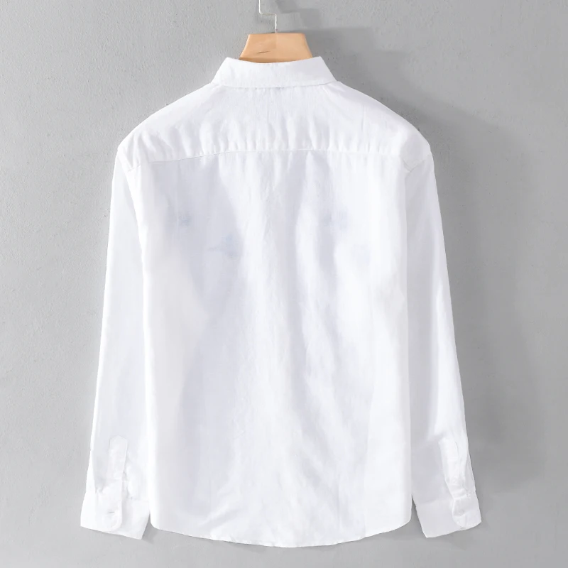 Italy Designer New Embroidered Long Sleeve Casual Brand Shirt Men Cotton And Linen Trend Top Clothing Chemise Camisa Masculina