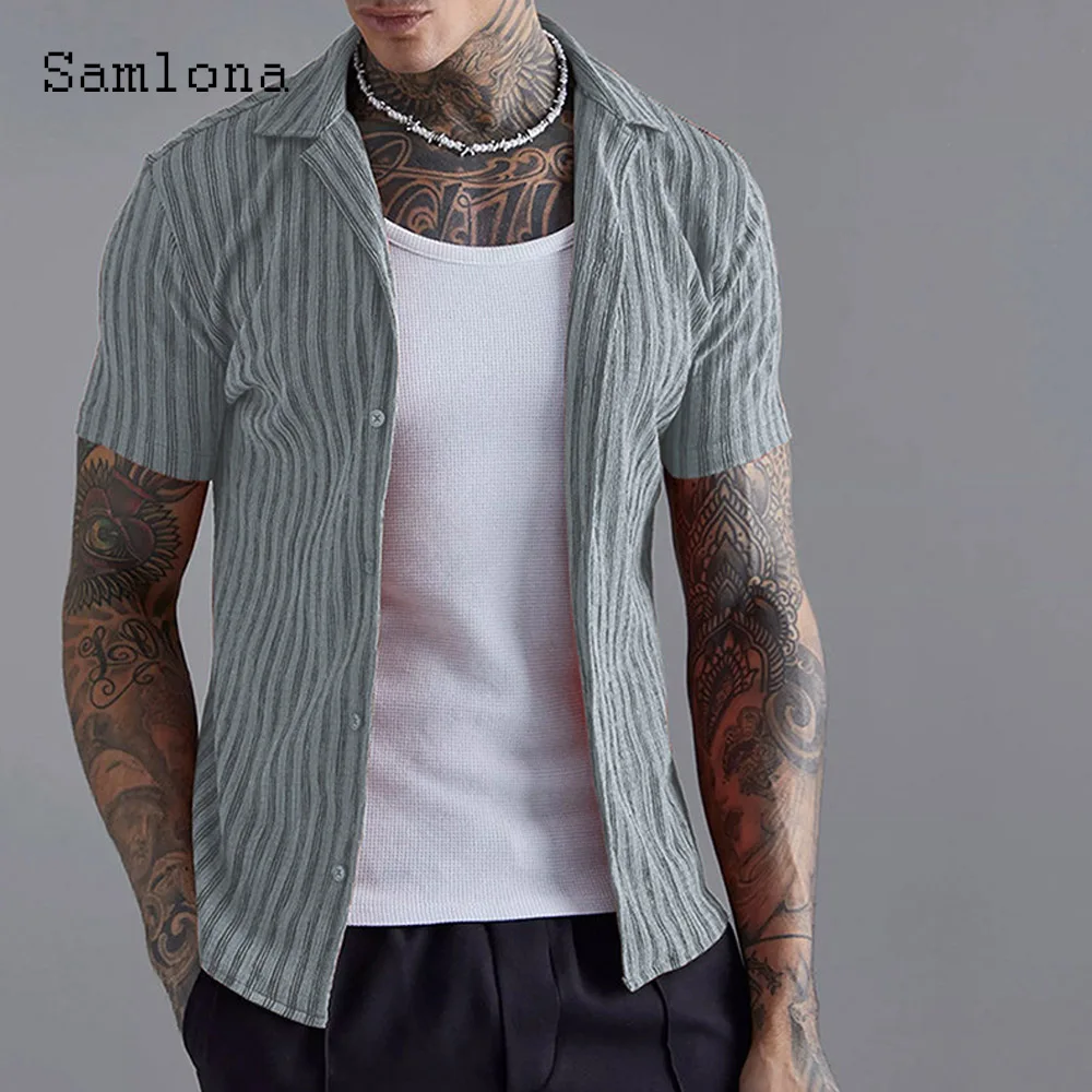 

2024 American and European Fashion Shirts Lepal Collar Shirt blusas Men Casual Retro Pleated Blouse Plus Size Mens Top Camisa