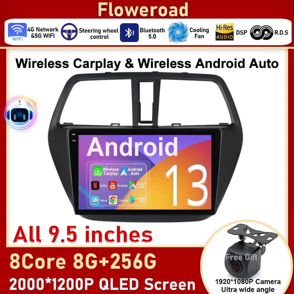 

For Suzuki SX4 2 S-Cross 2012-2016 Android Auto All In One Car DVD GPS Navigation Multimedia Player Car Stereo Radio with Frame