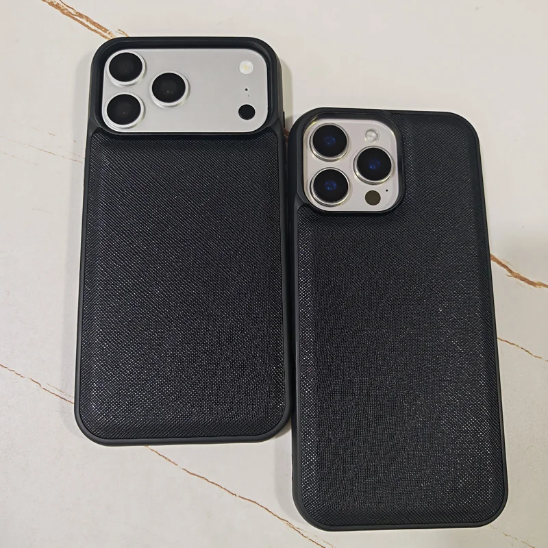 

Fashion Solid Color Saffiano PU Leather Shockproof Phone Case For iPhone 17 Pro Max
