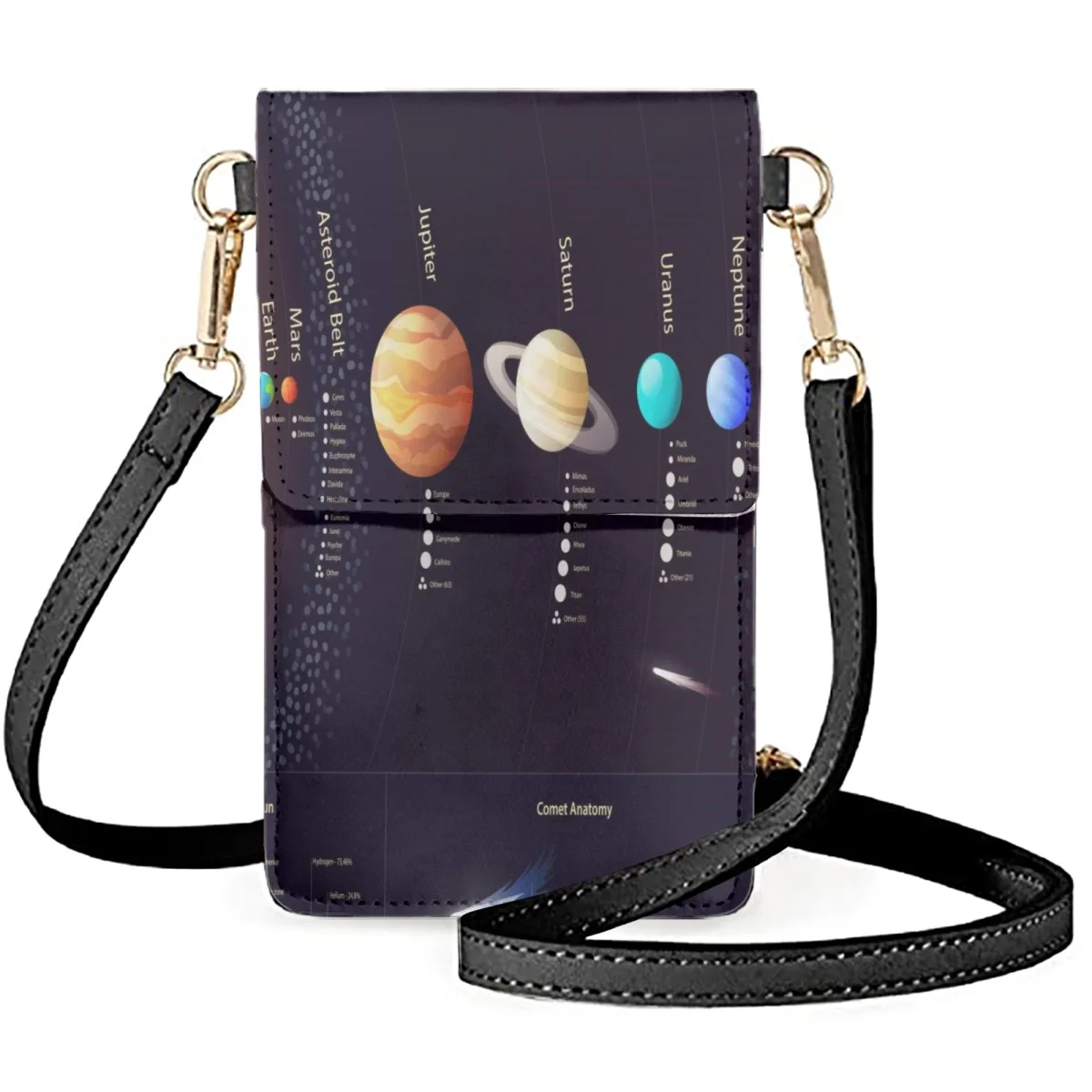 FORUDESIGNS Solar System Scientific Unisex Mobile Phones Bag Milky Way Planets Space Lady Cell Phone Bags Female Wallets