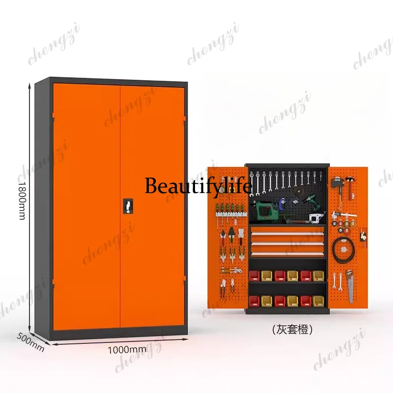 Tool Cabinet Workshop Parts Box Storage Household Iron Garage Storage Cabinet Furniture