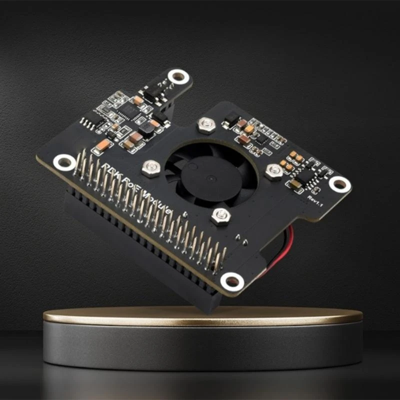 Power Over Ethernet Board expansión para RPI 5 con disipador térmico metal ventilador enfriamiento