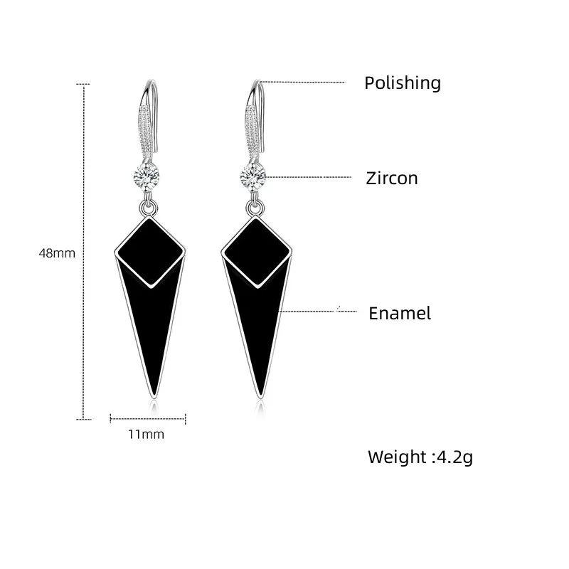 Buyee 925 Sterling Silver Long Dangle Earring for Woman Girl Excellent Fashion Light Acrylic Fine Jewelry Earring