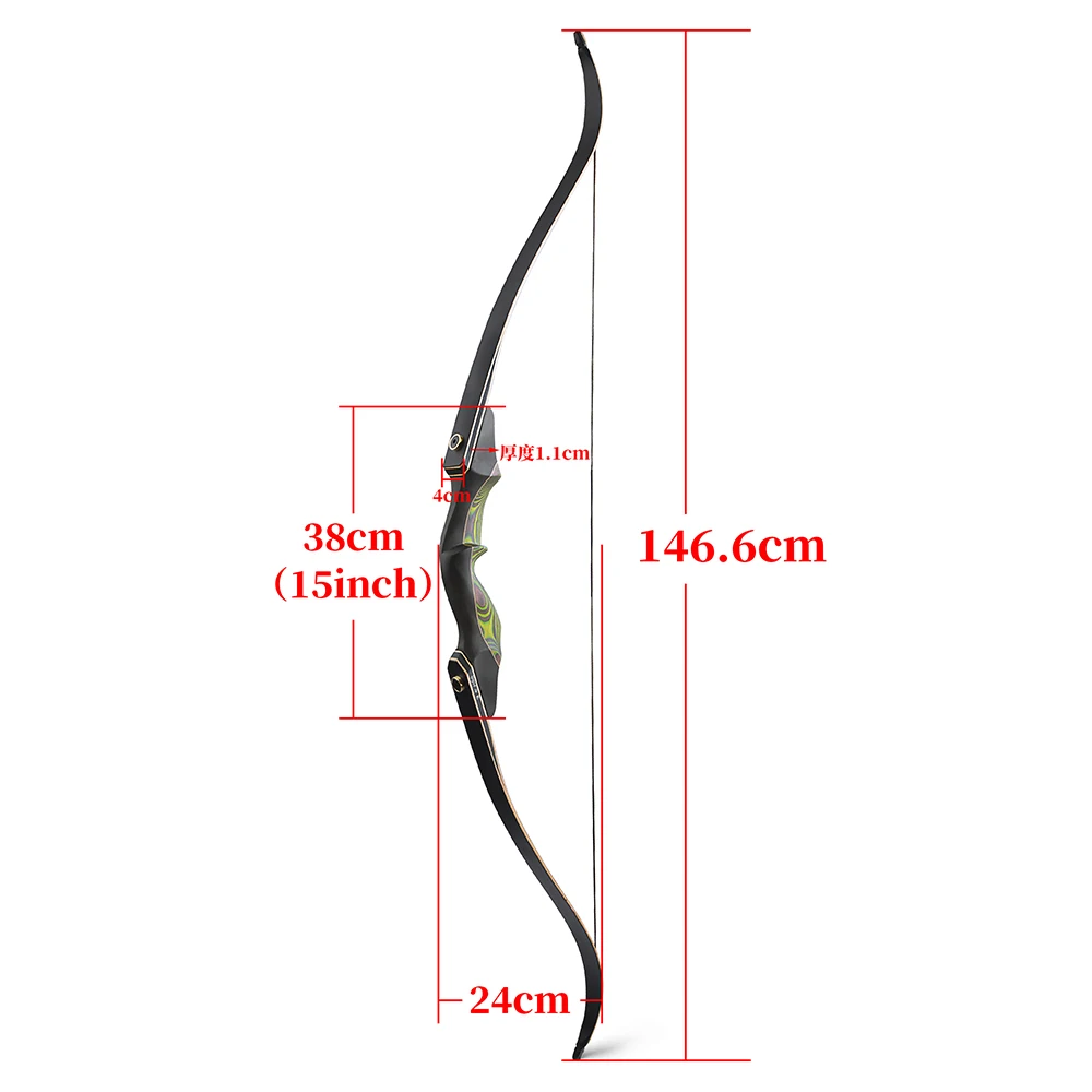 1pc Archery Recurve Bow 25-60LBS Split Bow Takedown Lamination Right Hand 15 Inch Bow Riser Outdoor Shooting Hunting Accessories