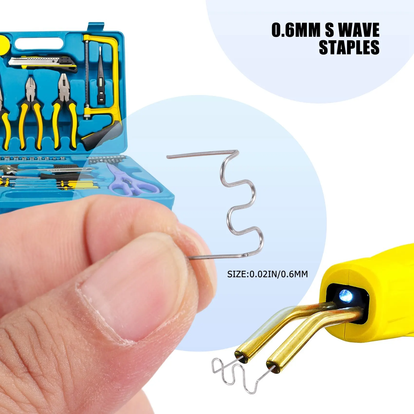 1000 pezzi 0.6mm punti metallici a caldo per cucitrice a caldo graffette a onda di riparazione in plastica riparazione carrozzeria paraurti graffette a onda da 0.6mm S