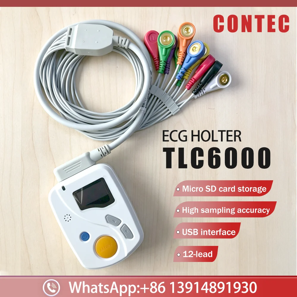 pet Waveform Capturing Logger contec TLC6000 12-Lead Dynamic ECG Device 24h Long Duration Continuous Tracking