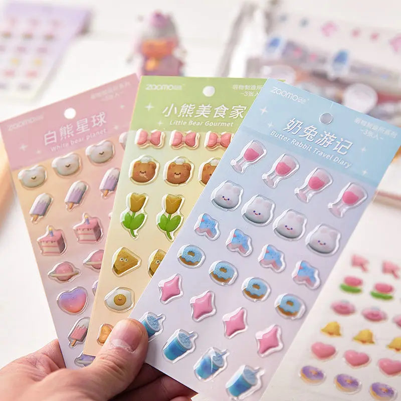 3d Cute Three-dimensional Drop Glue Stickers Korean Kawaii DIY Material Hand Account Decorative Stickers Stationery Supplies