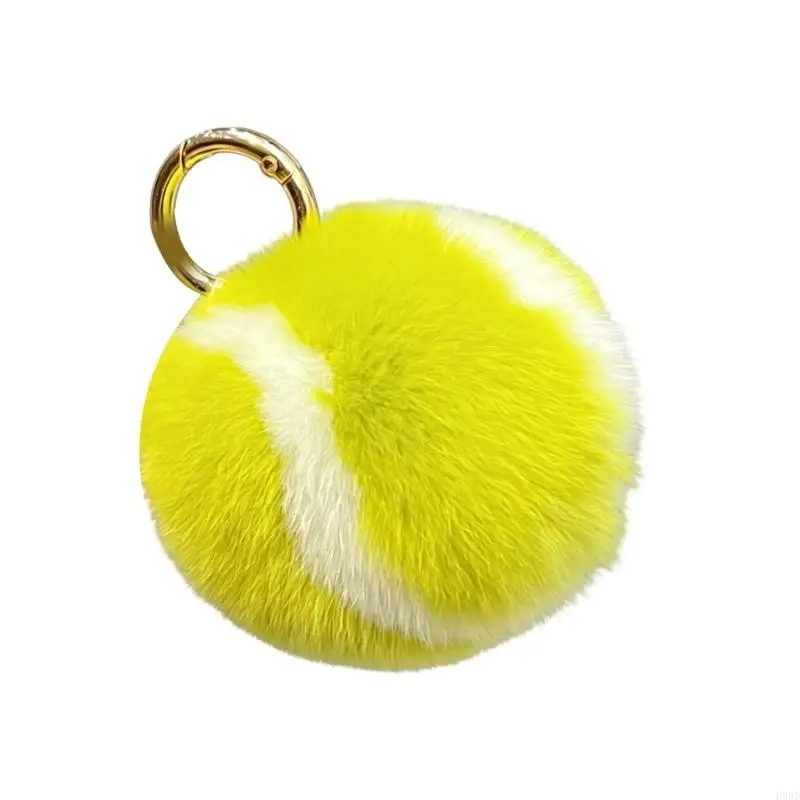 Unique Tennis Ball Keychain Faux Component Strong Metal Rings for Bag