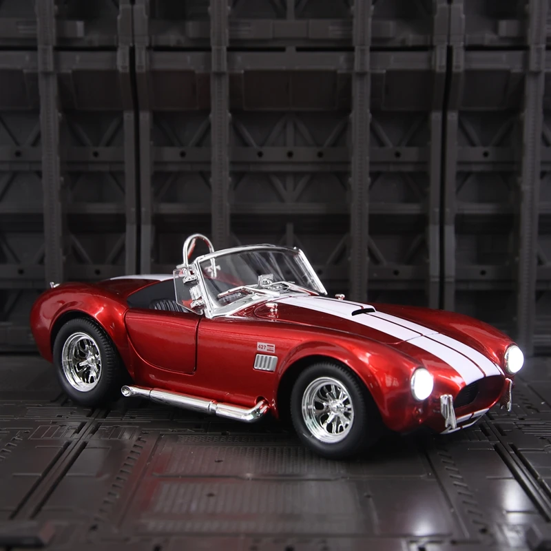 1:24 Ford Shelby Cobra AC Cobra 1960 alloy car model ornament convertible sound and light children's toy