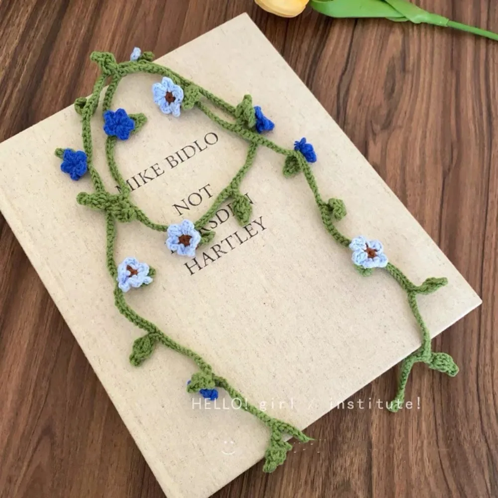 

Wool Knitted Scarf Thin Korean Style Knit Headband Handmade Crocheted Dressing Decoration Long Narrow Scarves Spring Summer