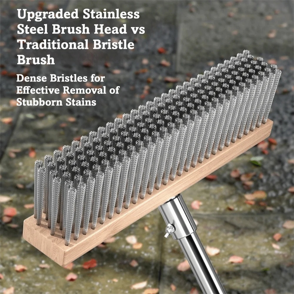 Stainless Steel Wire Broom Brush Rust-Proof Corrosion-Resistant Floor Scrubbing Brush Rough Scrubber Duty Deck Scrub Brush