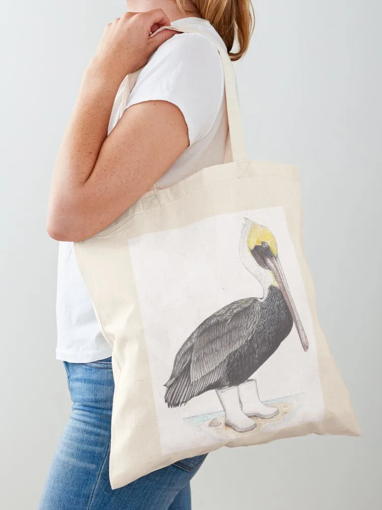 

pelican in shrimper boots Tote Bag Big bag Handbags hand bag ladies foldable reusable