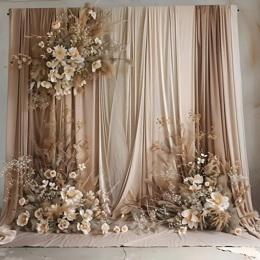 Mehofond Boho Pampas Curtain Wedding Photograph Backdrop Maternity Portrait Princess Birthday Party Flower Grass Wall Background