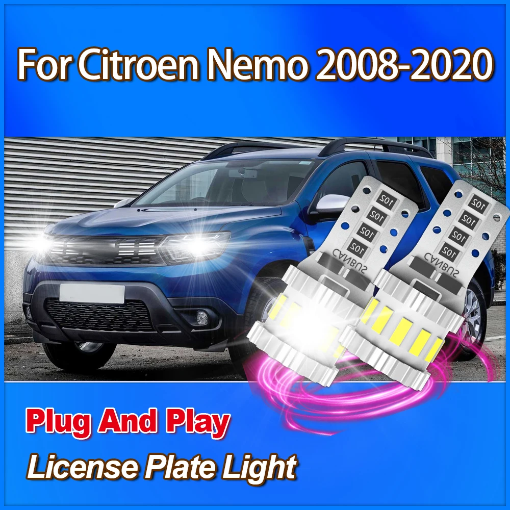 

3400LM Высокое качество W5W T10 освещение номерного знака 12 В динамическое мигание 6 Вт автомобильные аксессуары 6000K CSP для Citroen Nemo 2008-2020